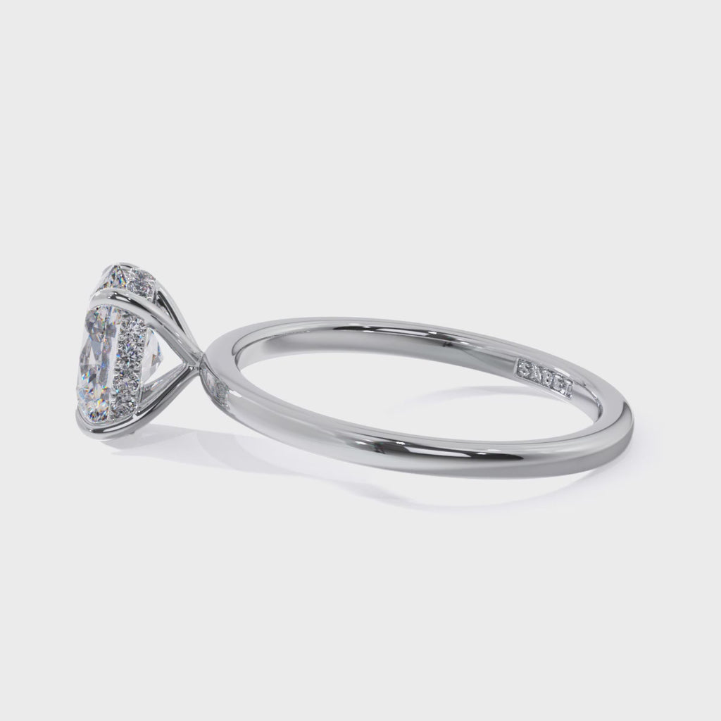 Solitaire Oval Hidden Halo Engagement Ring