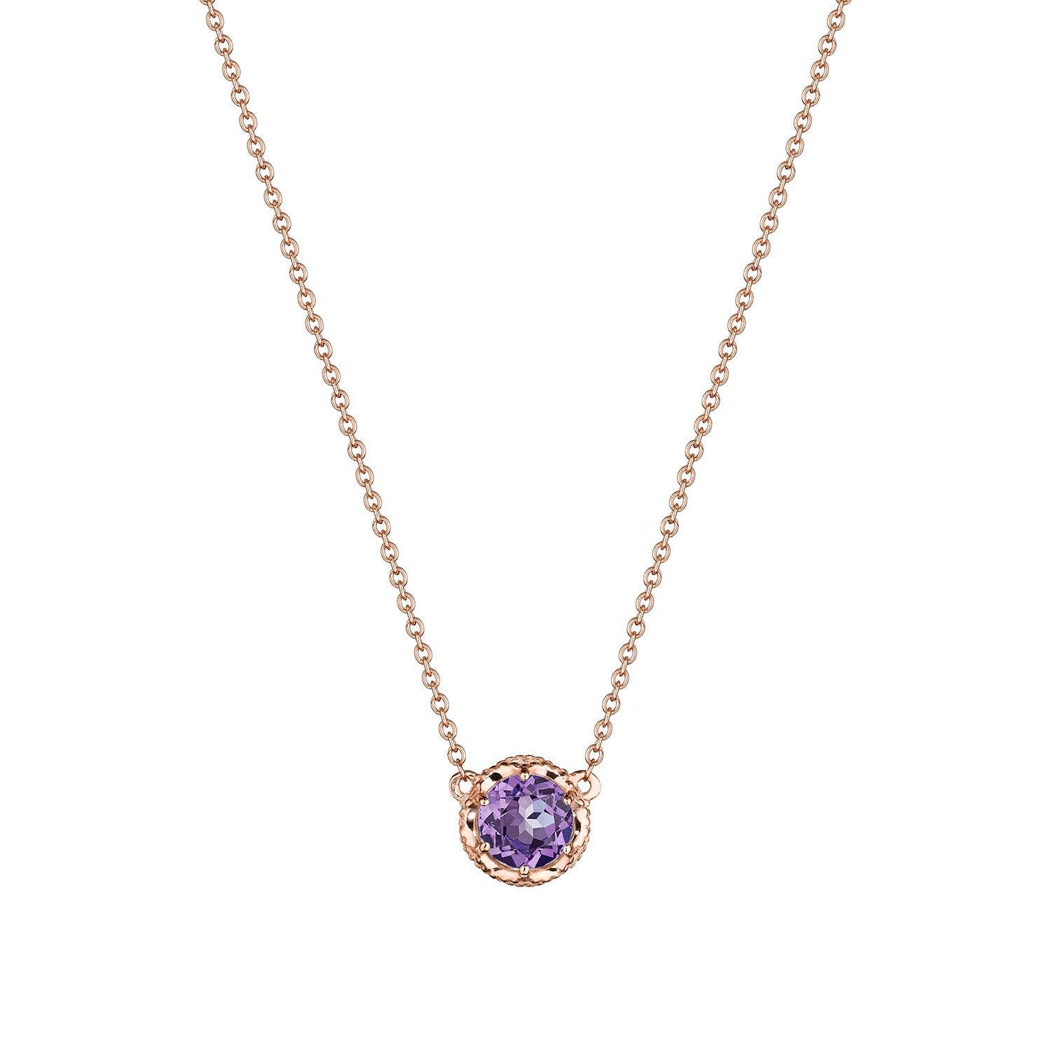Petite Crescent Station Necklace featuring Amethyst