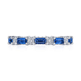 Baguette Sapphire and Round Diamond Eternity Band