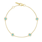 4-Station Petite Gemstone Bracelet with Turquoise
