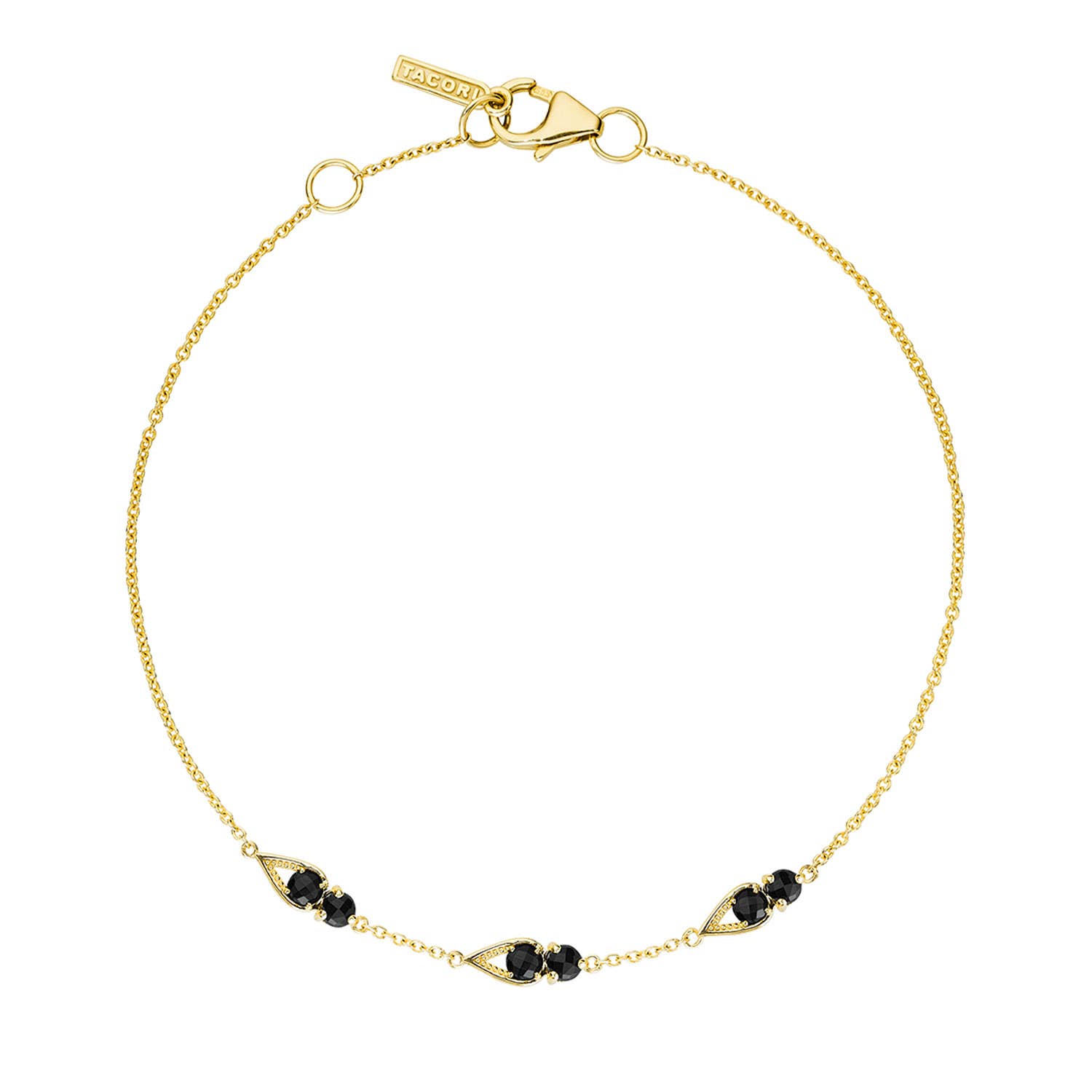 Petite Open Crescent Gemstone Bracelet with Black Onyx