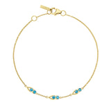 Petite Open Crescent Gemstone Bracelet with London Blue