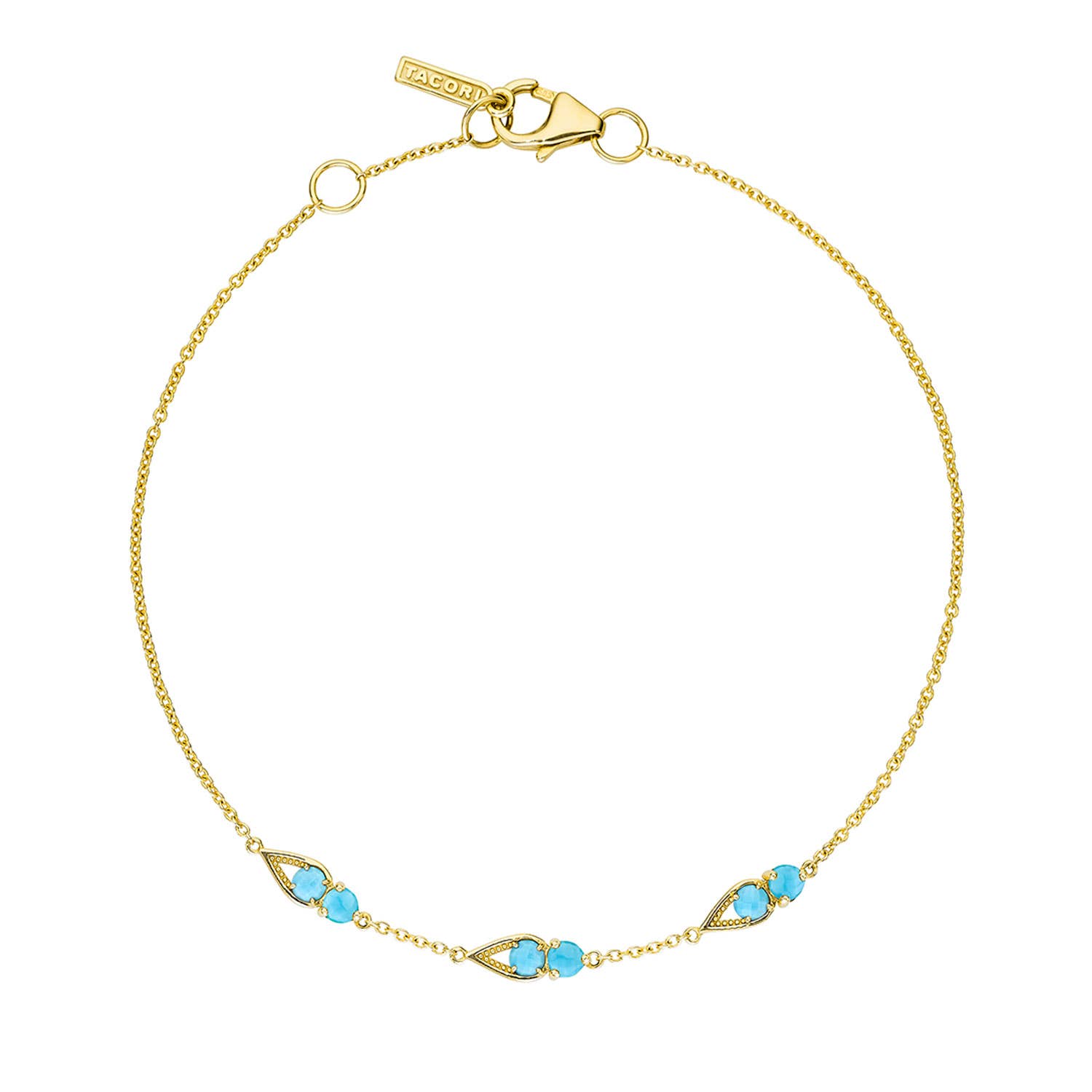 Petite Open Crescent Gemstone Bracelet with Turquoise
