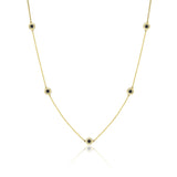5-Station Petite Gemstone Necklace with Black Onyx
