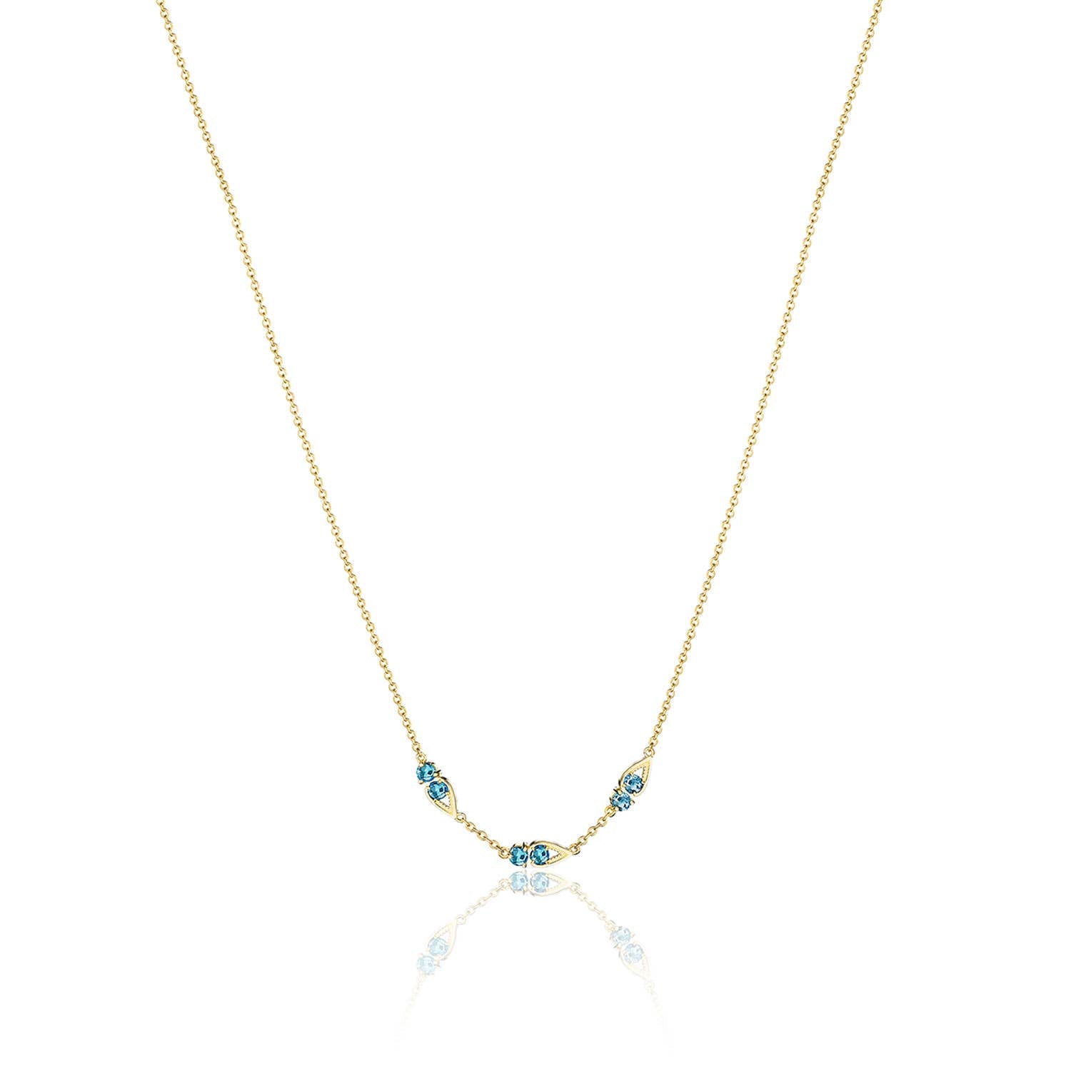 Petite Open Crescent Gemstone Necklace with London Blue Topaz