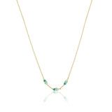 Petite Open Crescent Gemstone Necklace with Turquoise and Green Onyx