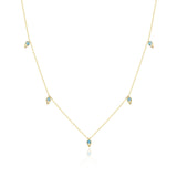 5-Station Open Crescent Necklace with London Blue Topaz