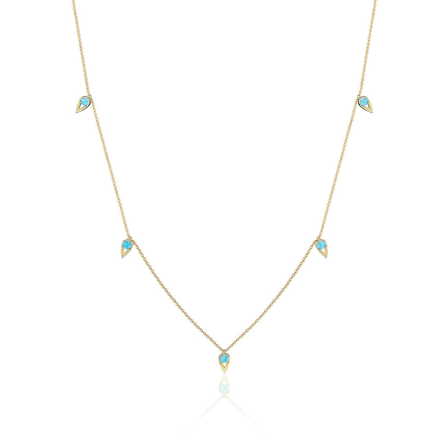 5-Station Open Crescent Necklace with Turquoise