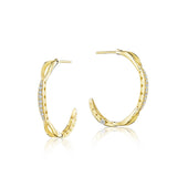 Petite Crescent Curve Hoop Earrings featuring Diamonds