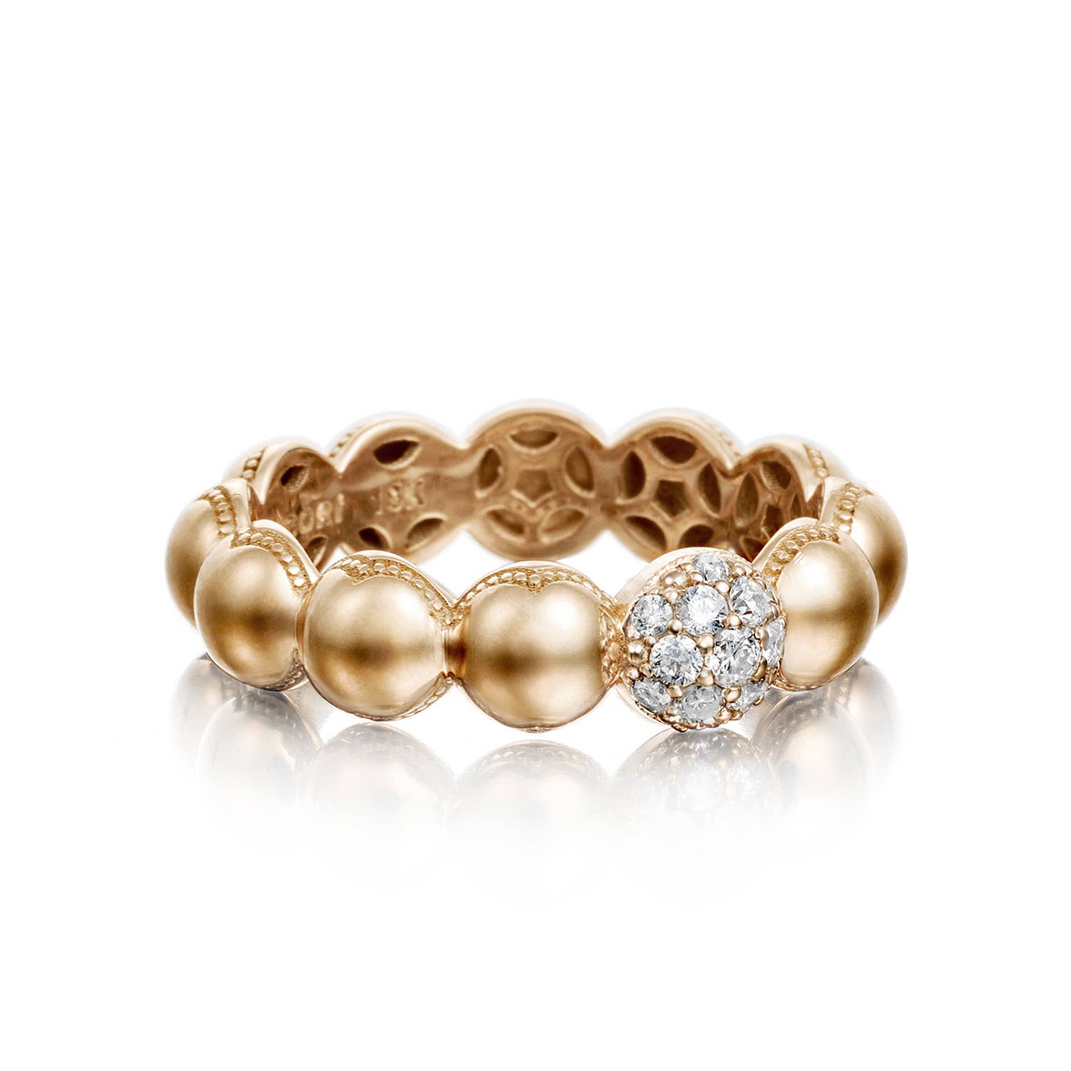 Pavé Dew Droplets Ring in Rose Gold with Diamonds