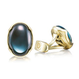Oval Cabochon Cuff Links featuring Sky Blue Hematite