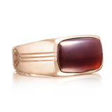 East-West Ring featuring Garnet over Mother of Pearl