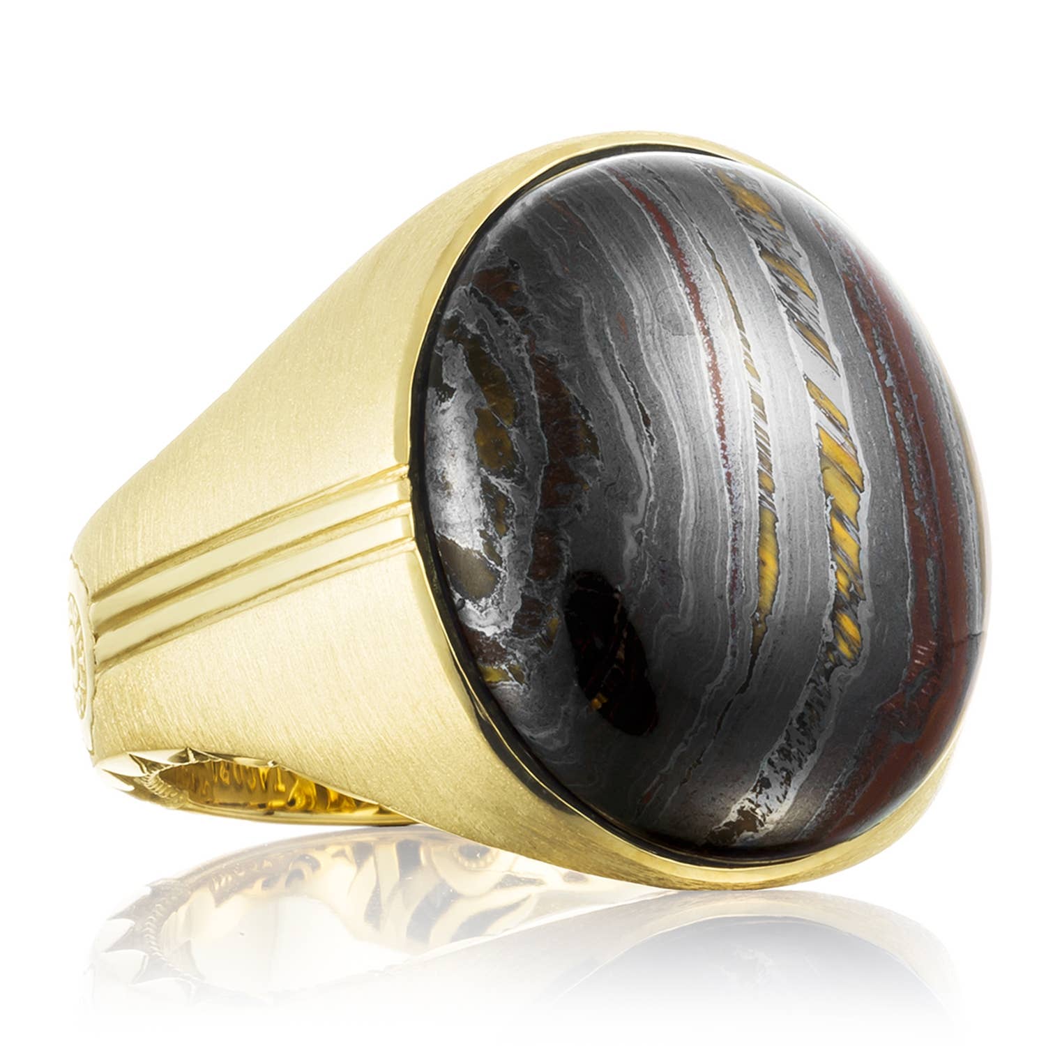 Oval Cabochon Ring featuring Tiger Iron