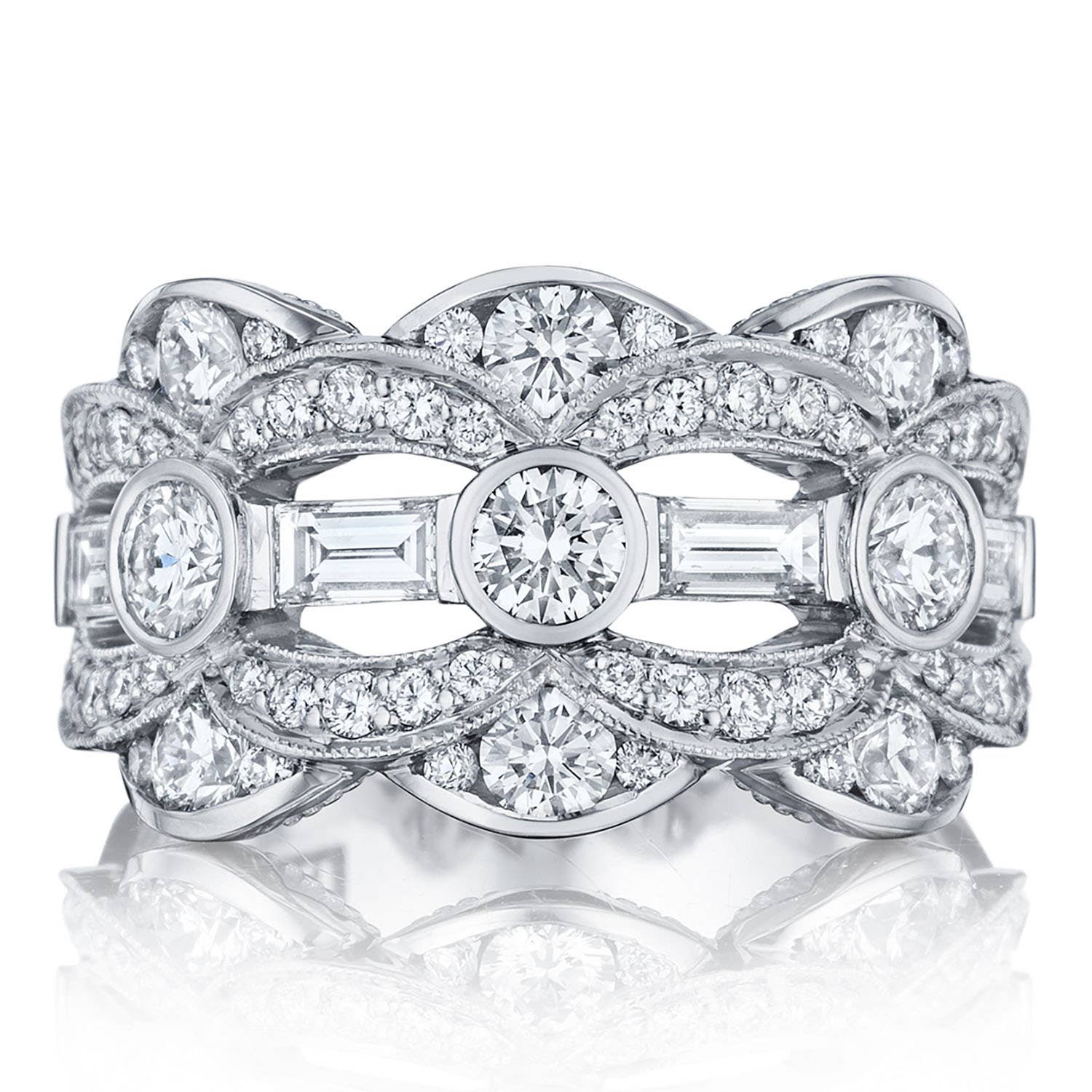 Round and Baguette Diamond Design Eternity Band